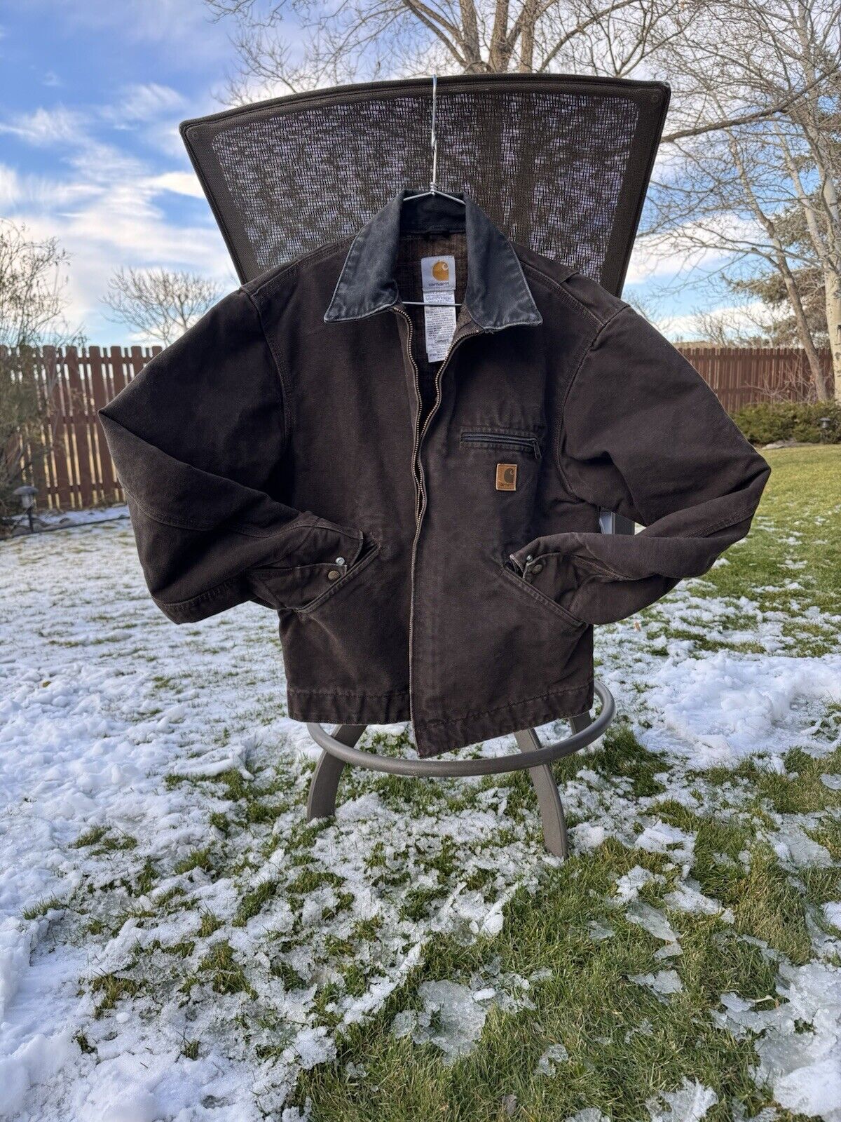 VTG Carhartt J97 DKB MEDIUM Detroit Jacket ~ dark brown coat m