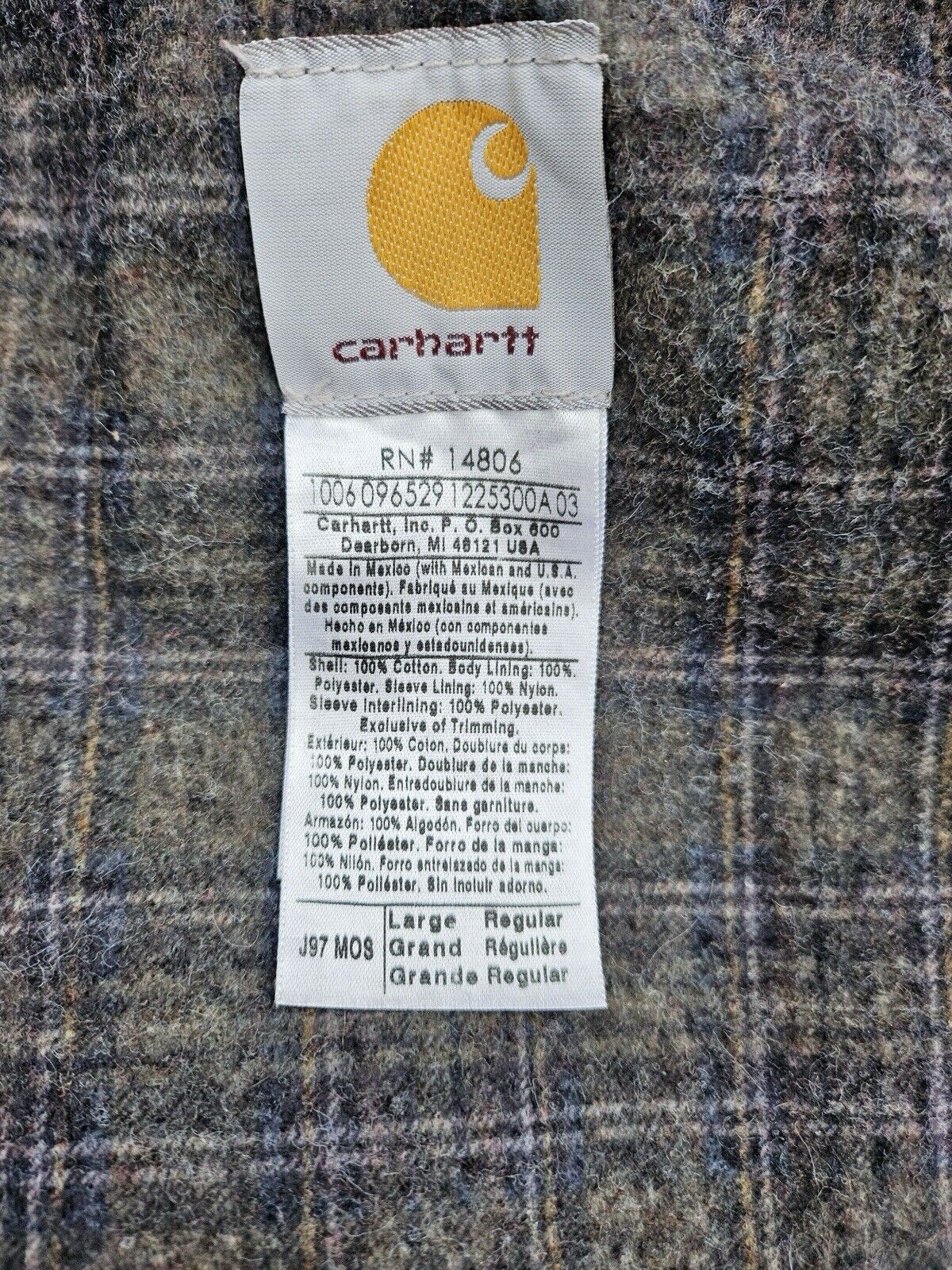 VTG Carhartt J97 MOS Large Regular Detroit Jacket