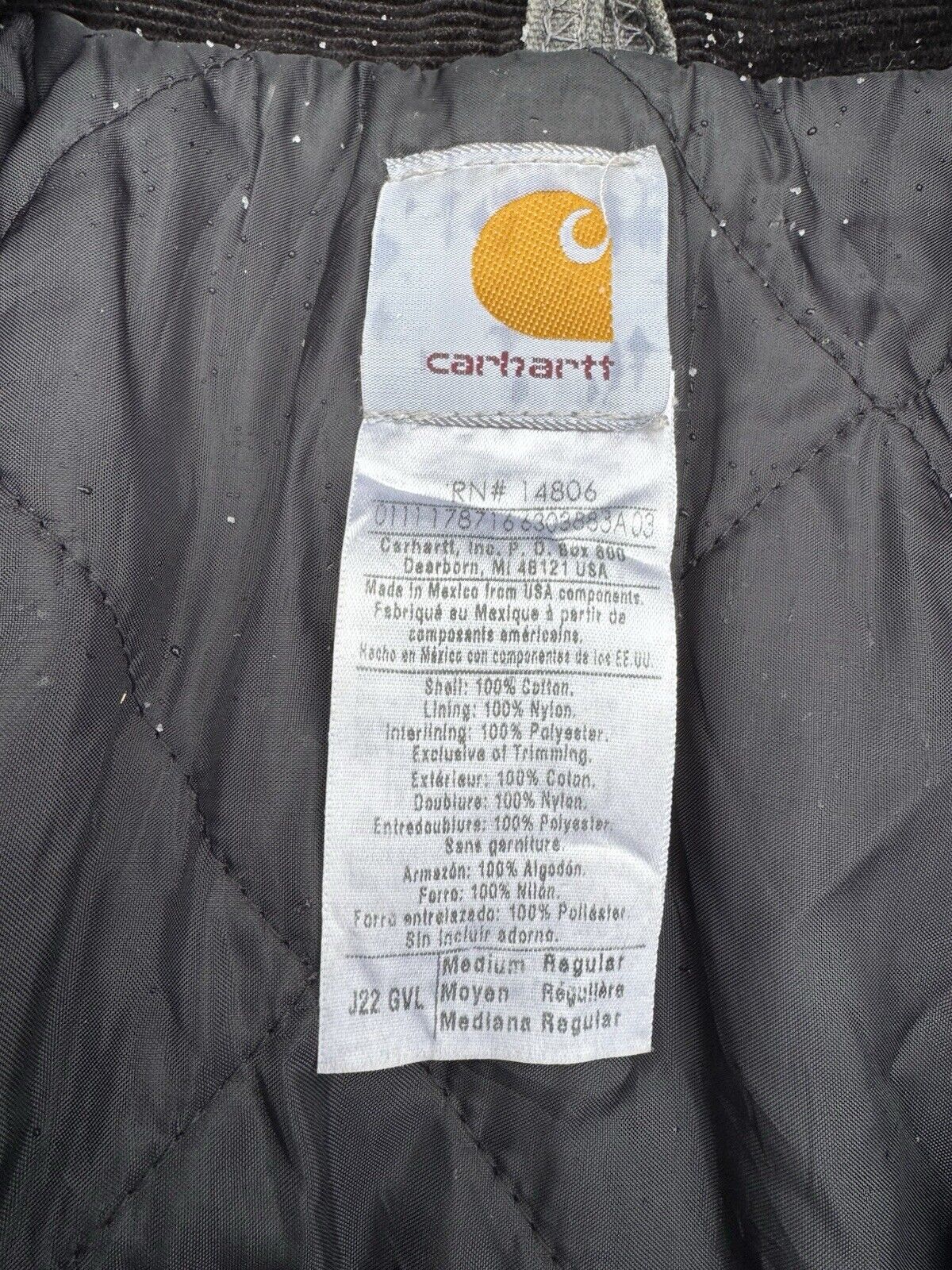 Carhartt J22 GVL MEDIUM Jacket ~ M gravel gray embroidered j02 grey coat